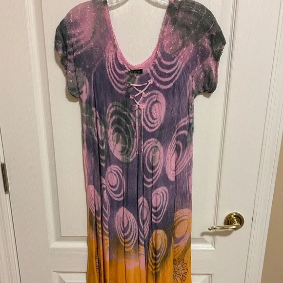 NWT! Women's Style Purple/Orange Tie Dye Swing Dress - One Size - Picture 2 of 10